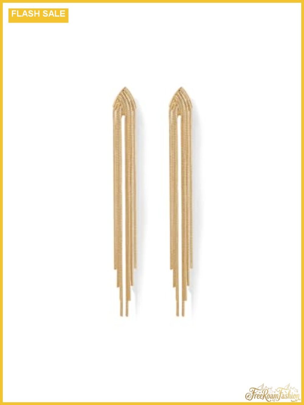 14K Gold Plated Long Tassel Dangle Earrings Sterling Silver Posts